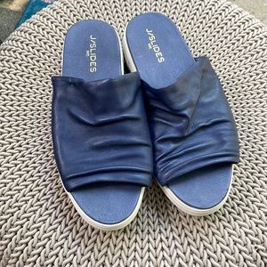 J Slides blue platform sandals